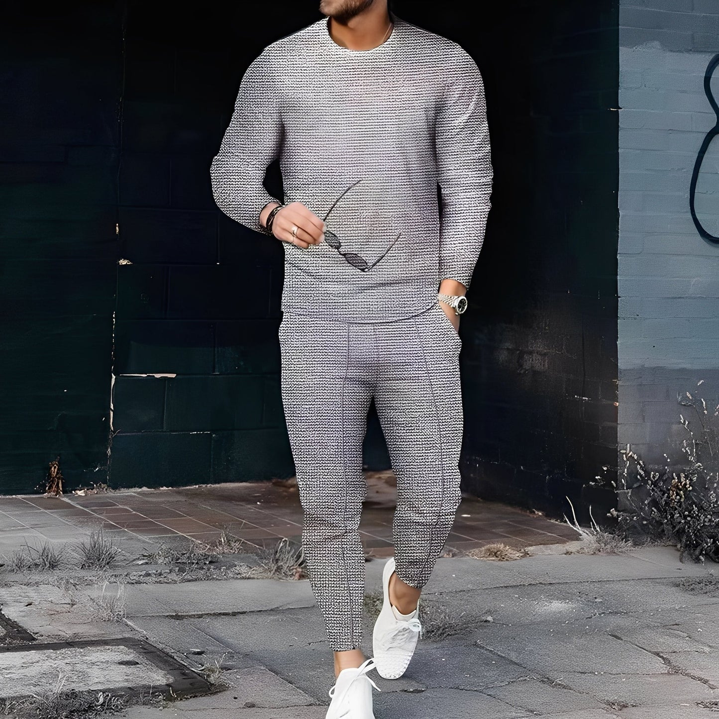 Dillan - Tilfeldig Slim-Fit-Sett for Herrer av Vaffelstoff