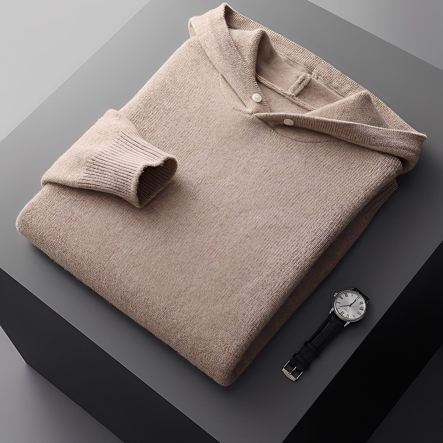 Darius - Stilfull, varm strikket hoodie for herrer