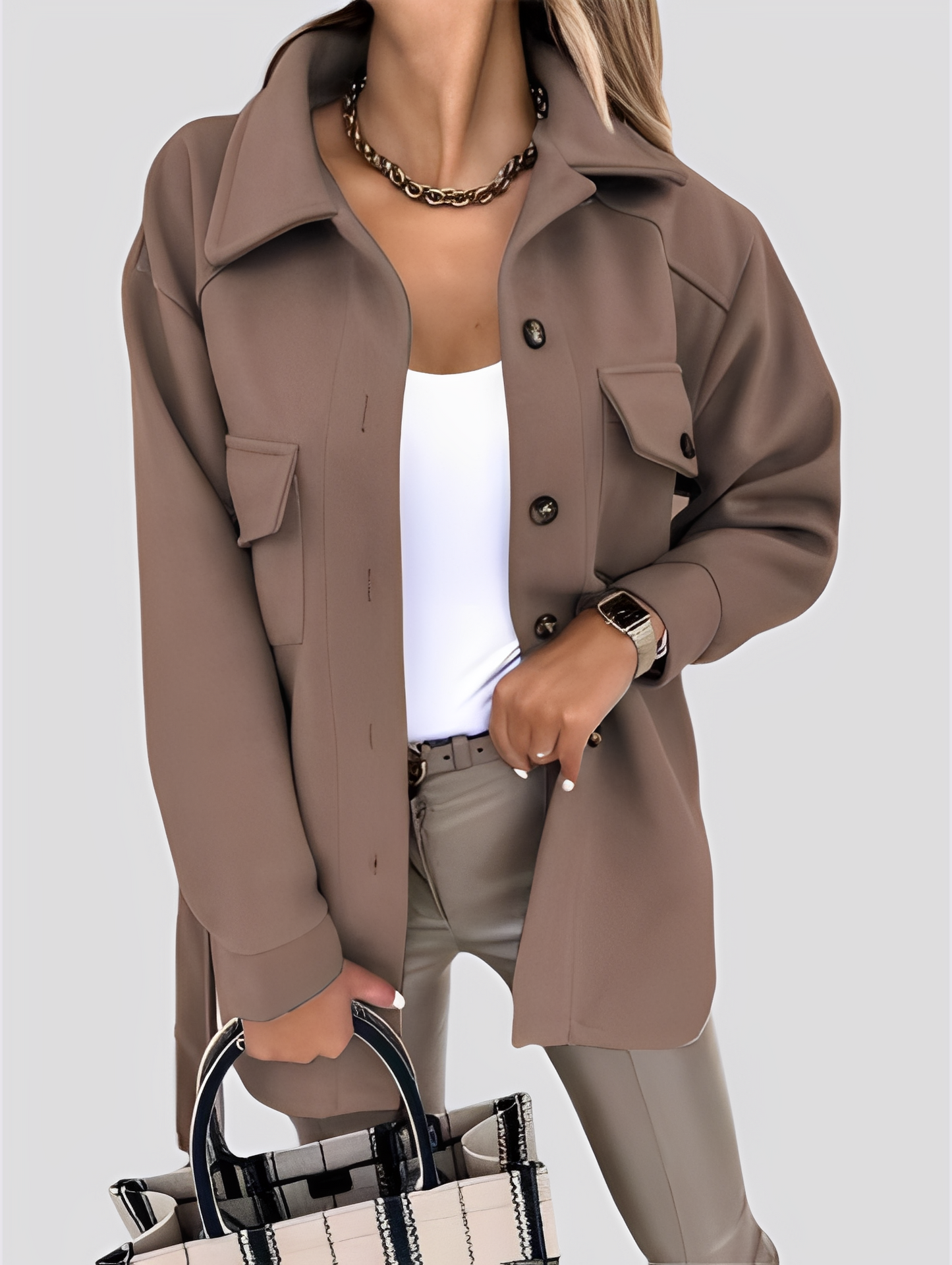 Tiffanie - Moderne, lette ulljakke med reverskrage for damer