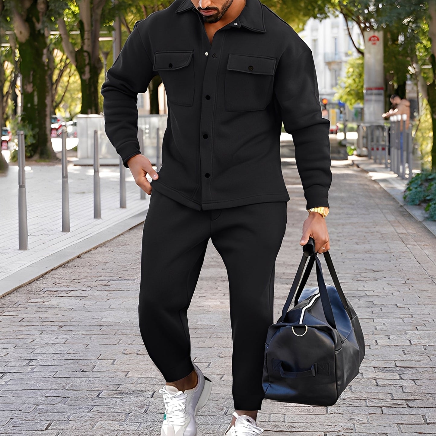 Kent - Lässiges Slim-Fit-Set av Hemd og Bukse for Herrer