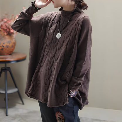 Merla - Uformell genser med høy hals og sidesplitt for kvinner