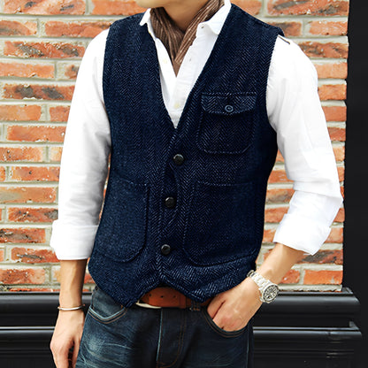 Matthew - Stilfulle Tweedvest med Lommer for Herrer