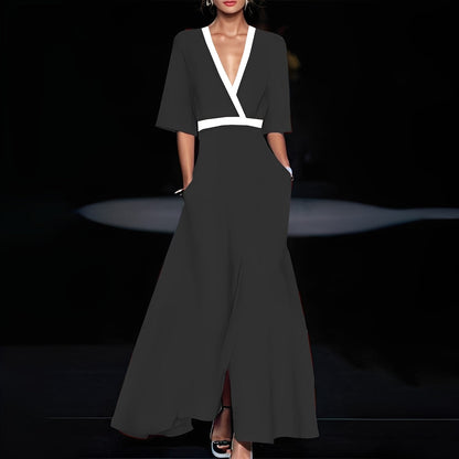 Débora - Lang elegant kjole med blomstermønster for kvinner