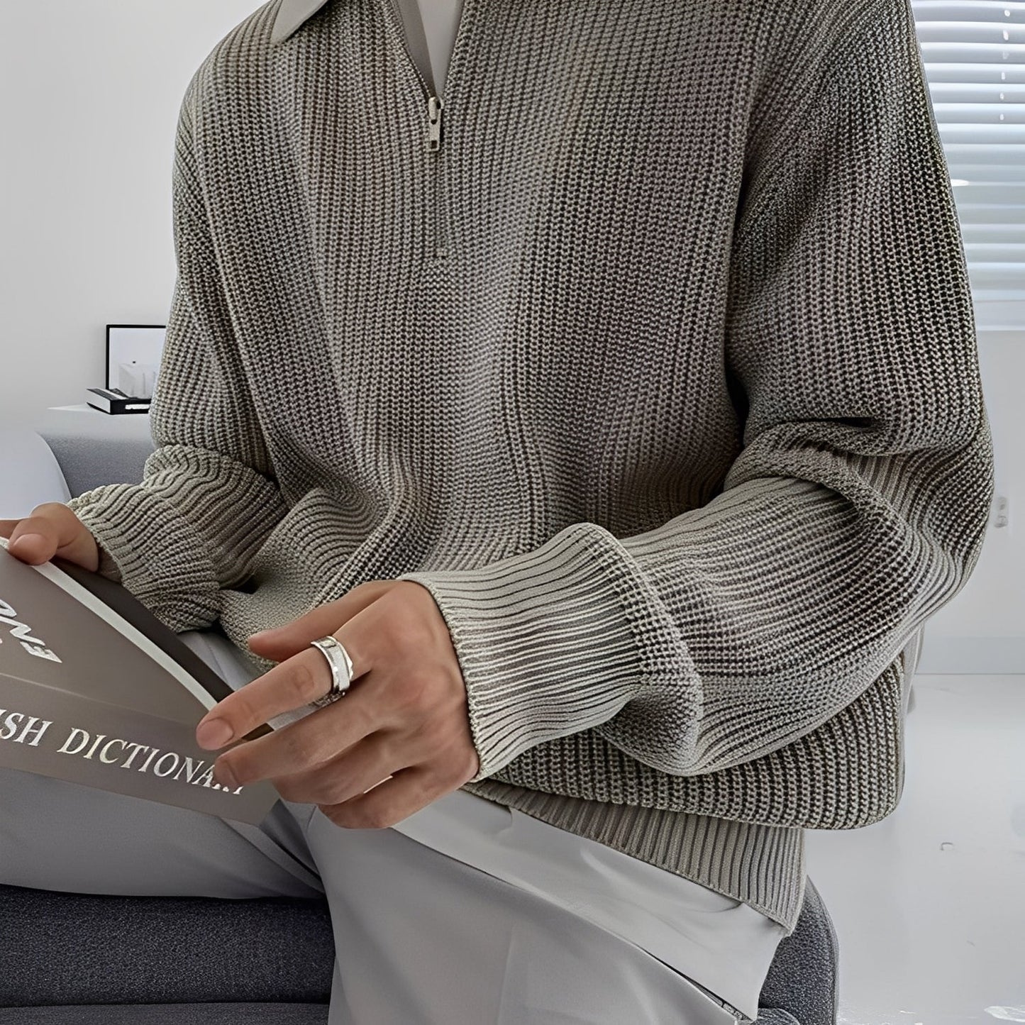 Jeffrey - Elegant, løs strikket genser for herrer