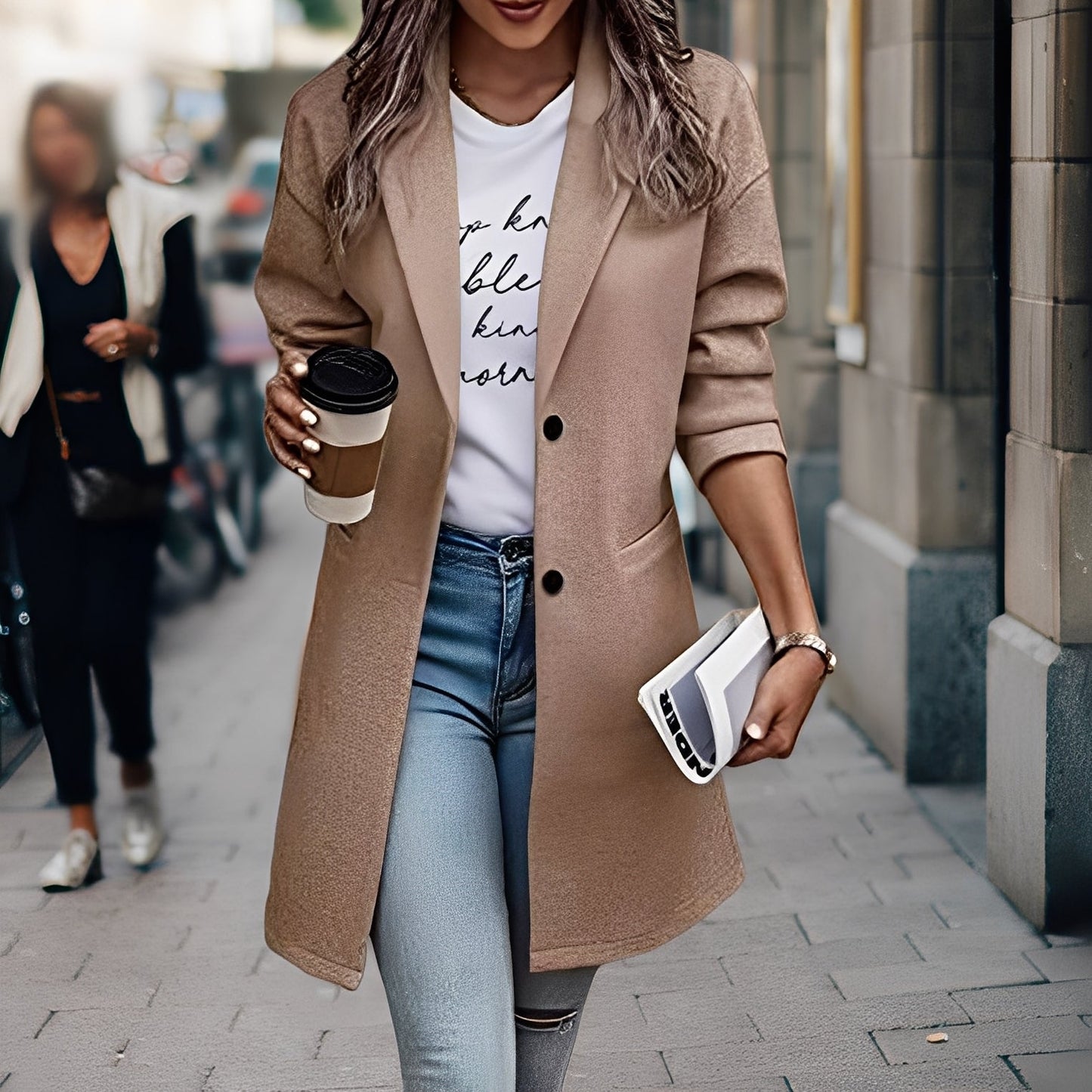 Samantha - Moderne, tykk ullkåpe for damer
