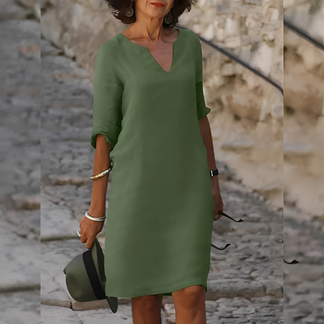 Guilaine - Elegant kjole med V-hals for kvinner
