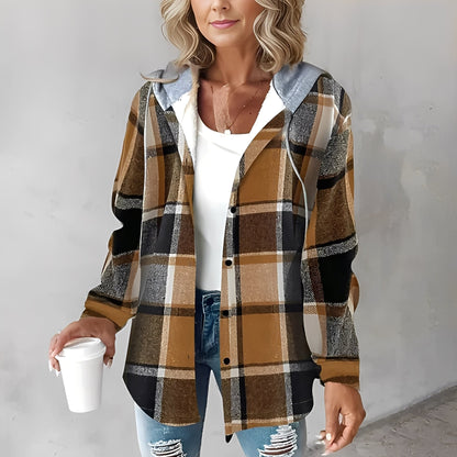 Martina - Tilfeldig ulljakke med hette for damer