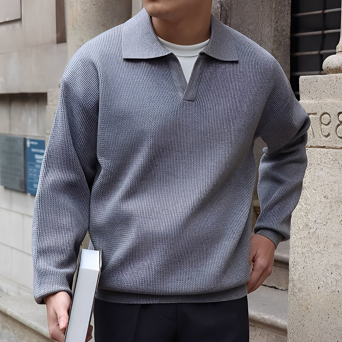 Ronald - Klassisk langermet poloskjorte for herrer