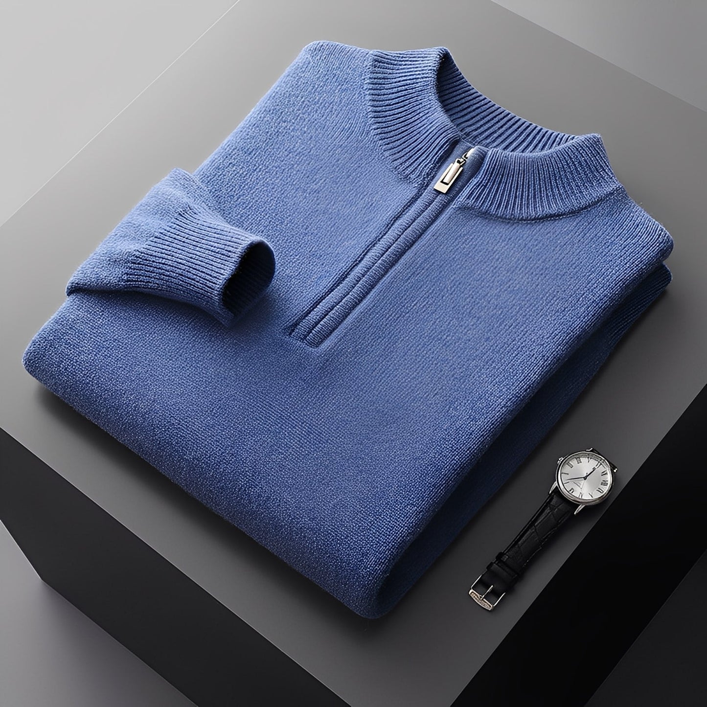 Weldon - Strikkegenser med halv glidelås for herrer