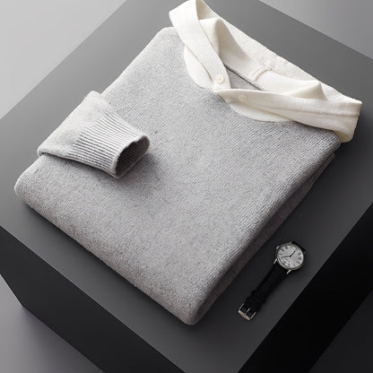 Darius - Stilfull, varm strikket hoodie for herrer