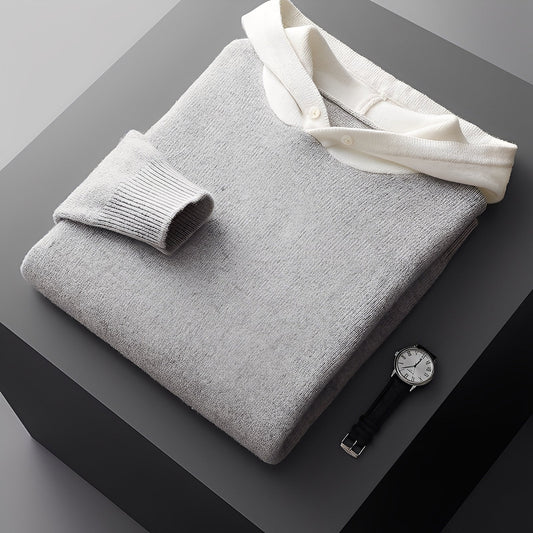 Darius - Stilfull, varm strikket hoodie for herrer