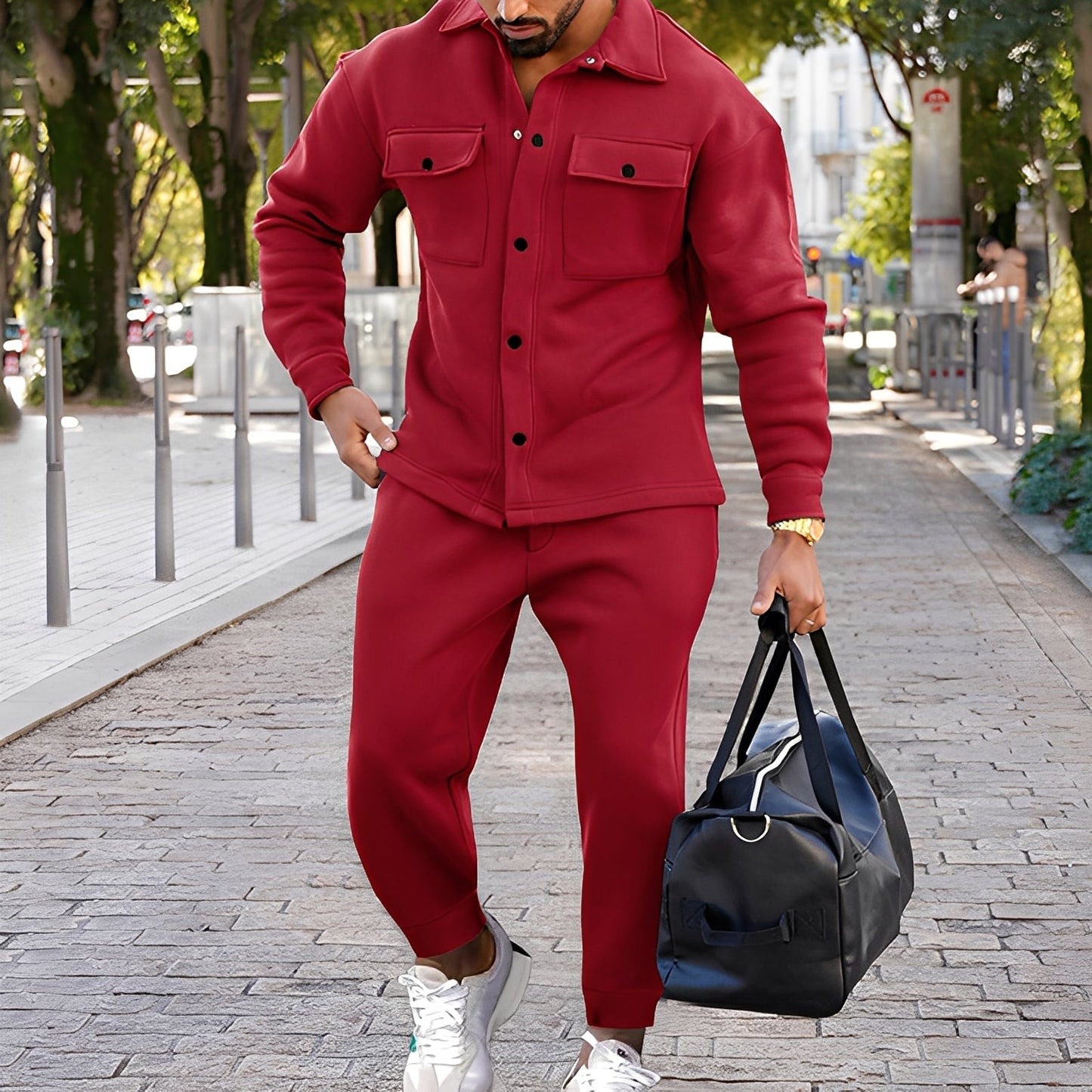 Kent - Lässiges Slim-Fit-Set av Hemd og Bukse for Herrer