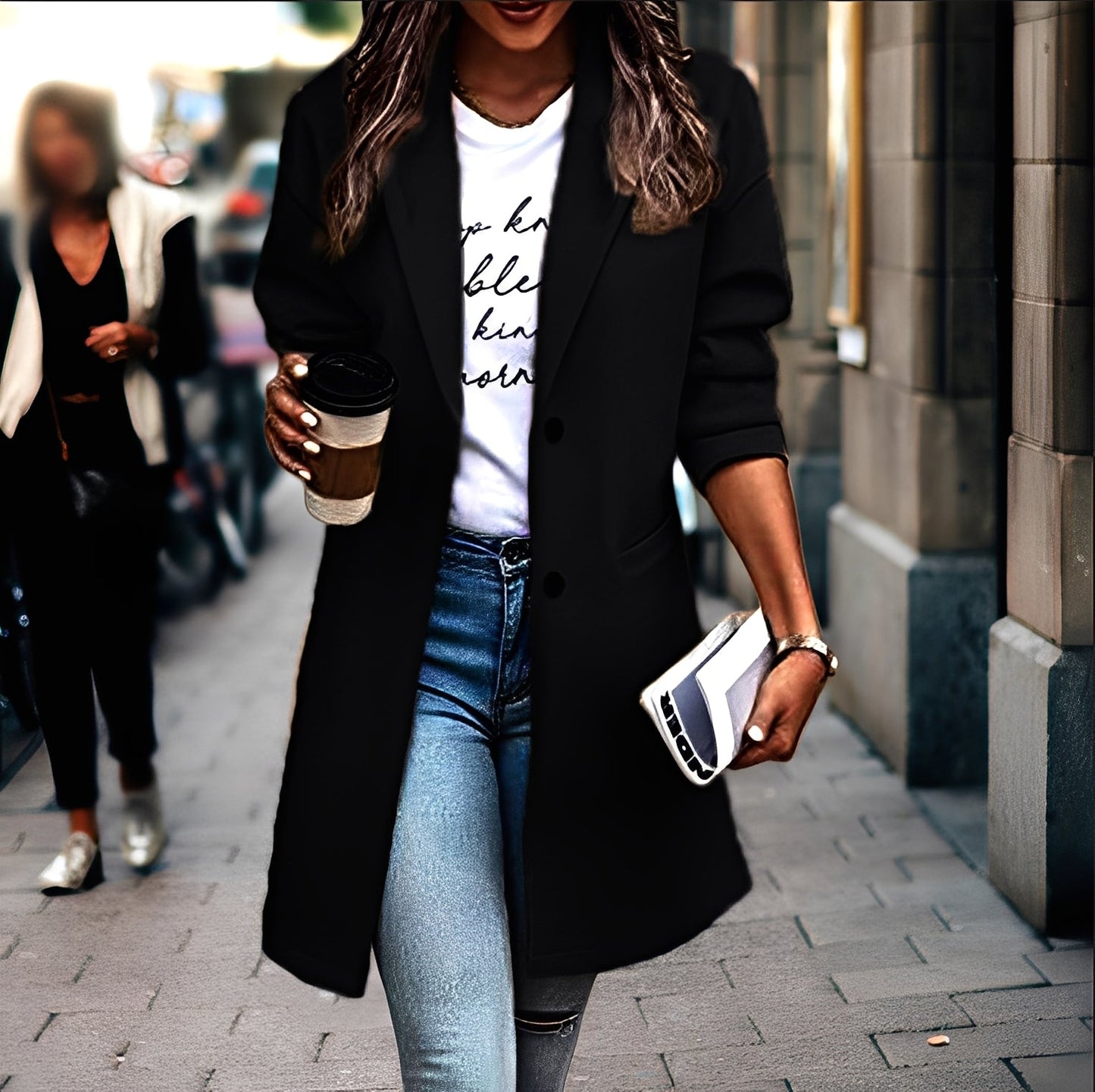 Samantha - Moderne, tykk ullkåpe for damer