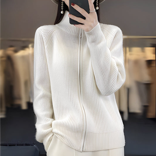 Margaret - Cardigan i ull med glidelås for kvinner