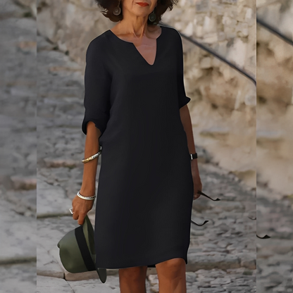 Guilaine - Elegant kjole med V-hals for kvinner