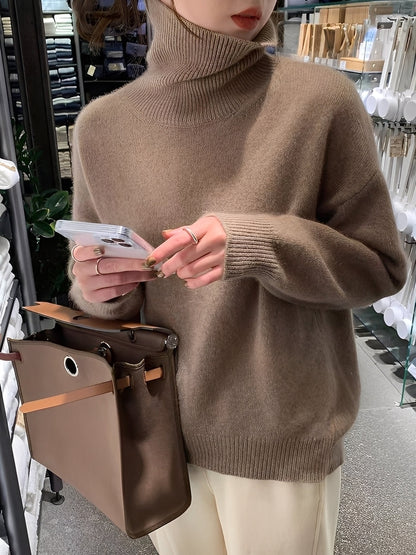 Yvette - Løs Kasjmir-Turtleneck-Genser for Kvinner