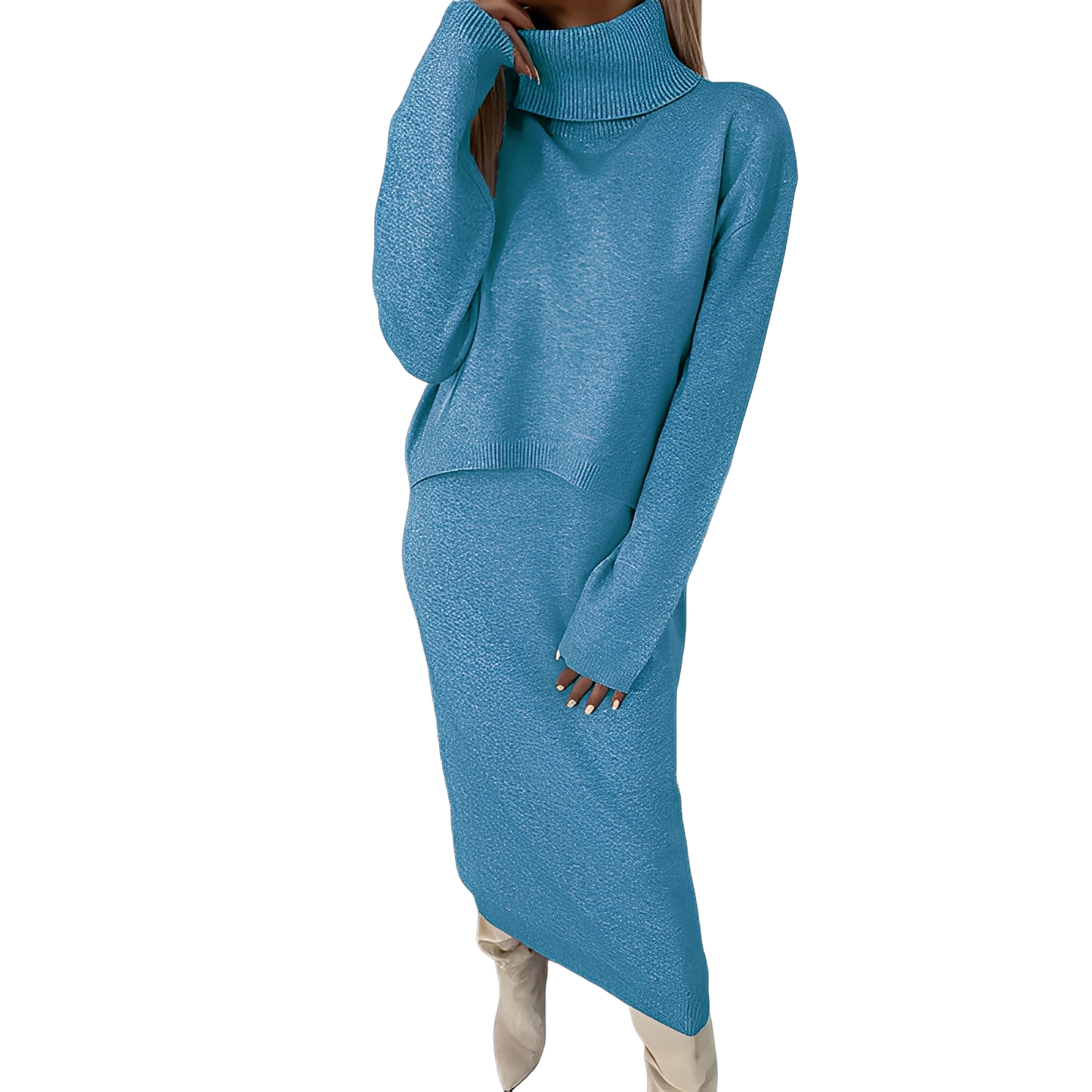 Natalee - Stilig sett med rullekragegenser og skjørt for damer