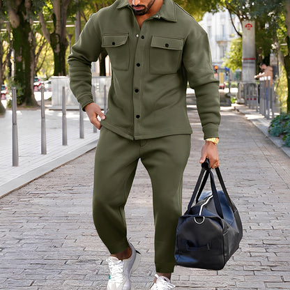 Kent - Lässiges Slim-Fit-Set av Hemd og Bukse for Herrer