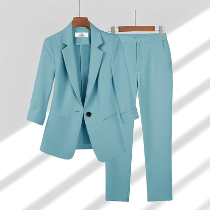 Andrea - Elegant Blazer- og Bukse-Sett for Damer