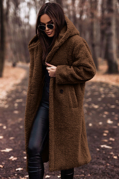Yancy - Elegant lang plysjfrakk for damer