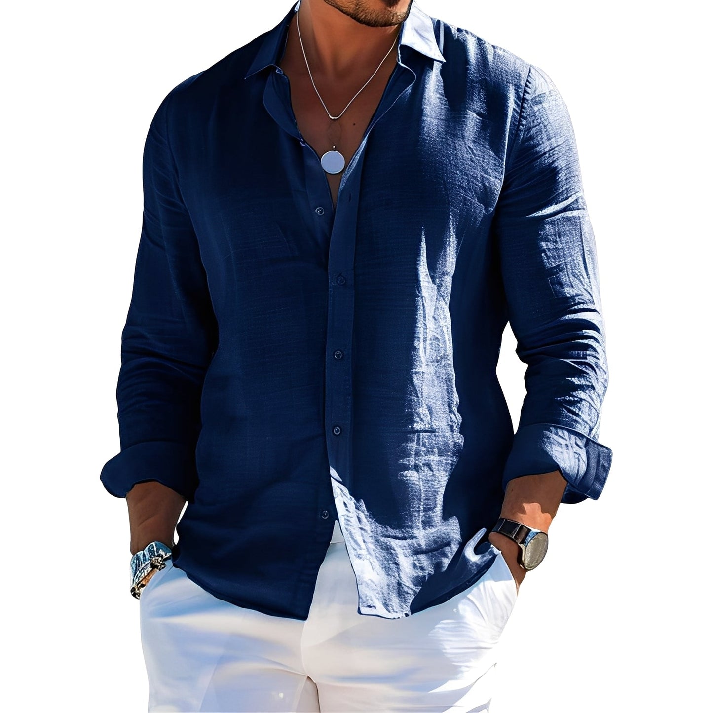 Félicien - Klassiske poloskjorter med lange ermer for menn