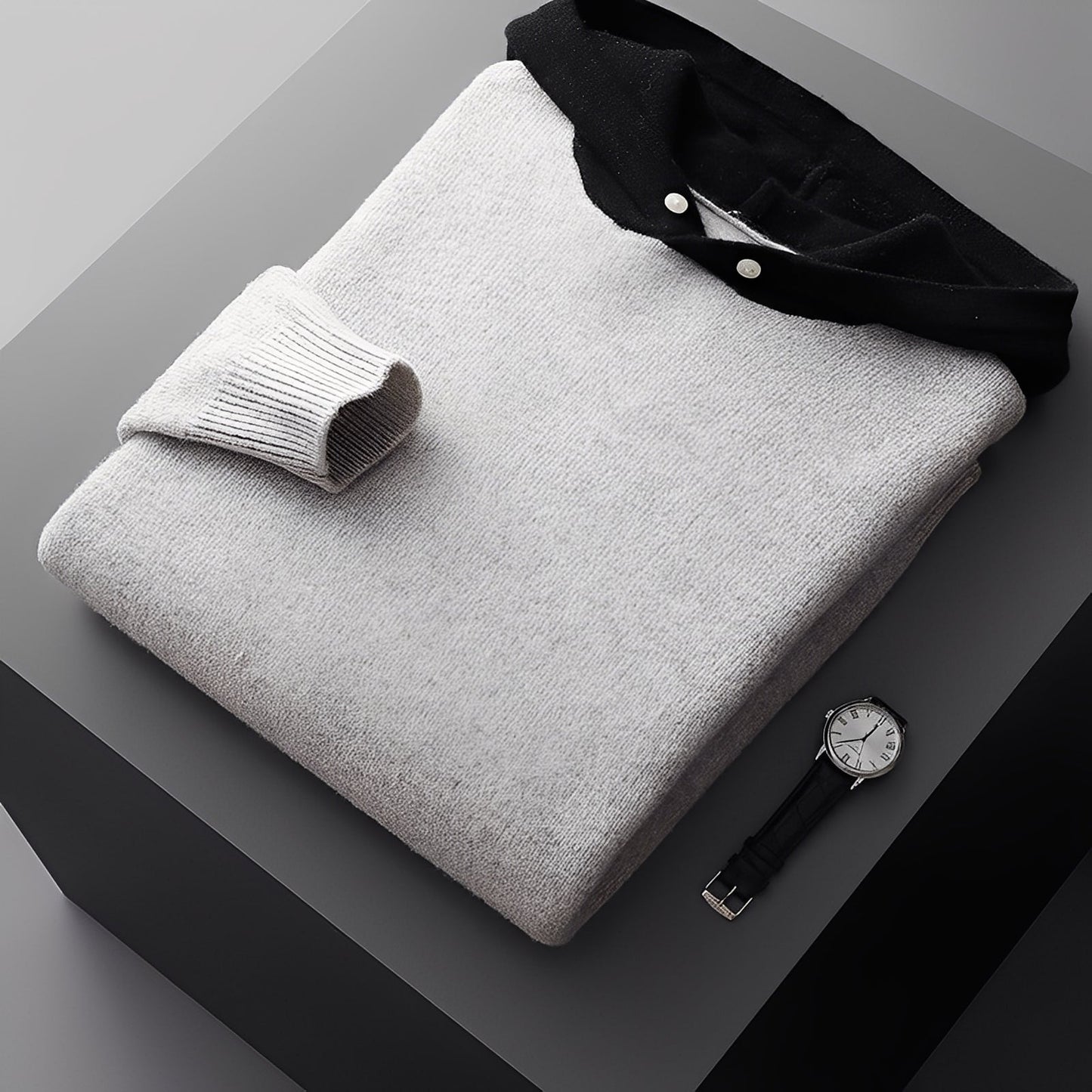 Darius - Stilfull, varm strikket hoodie for herrer