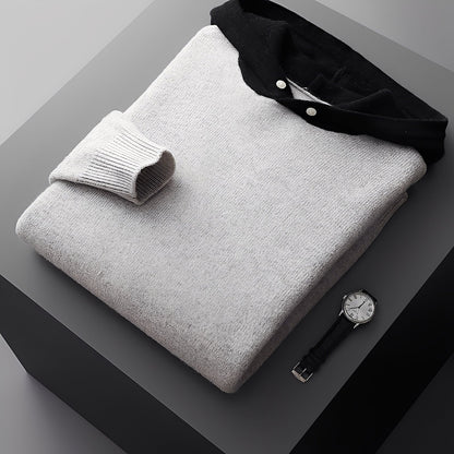 Darius - Stilfull, varm strikket hoodie for herrer