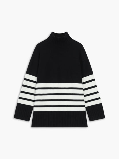 Colette – Gestreifet Mock-Neck-Pullover