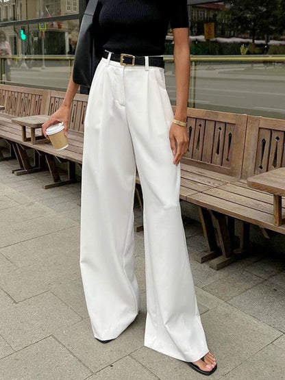 Marlene – Brede Stoffhose Uten Belte
