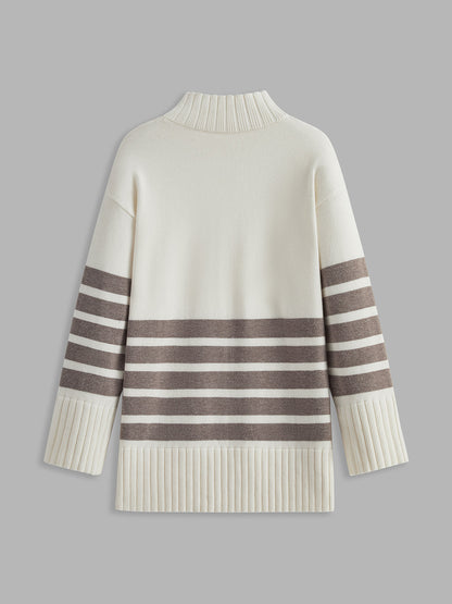 Colette – Gestreifet Mock-Neck-Pullover