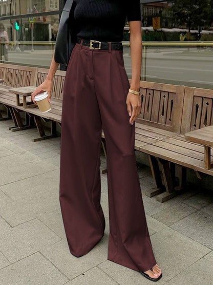 Marlene – Brede Stoffhose Uten Belte