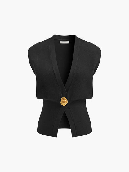 Annalena – V-U-snitt med knapper strikkvest