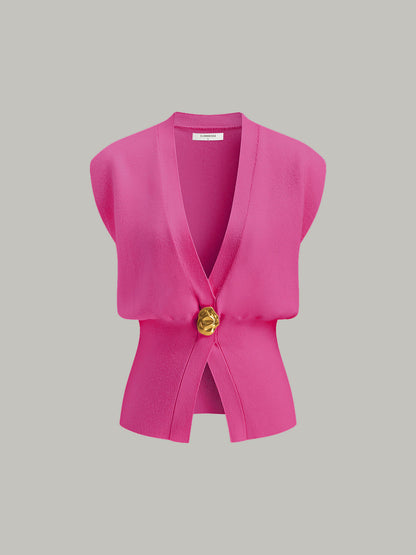 Annalena – V-U-snitt med knapper strikkvest