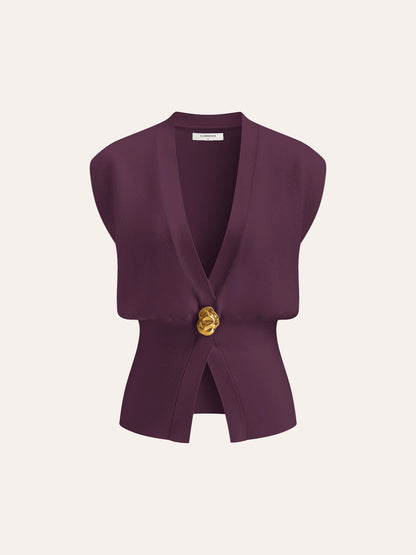 Annalena – V-U-snitt med knapper strikkvest