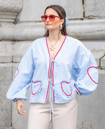 Claudia – Bluse Gingham med Knute