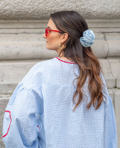 Claudia – Bluse Gingham med Knute