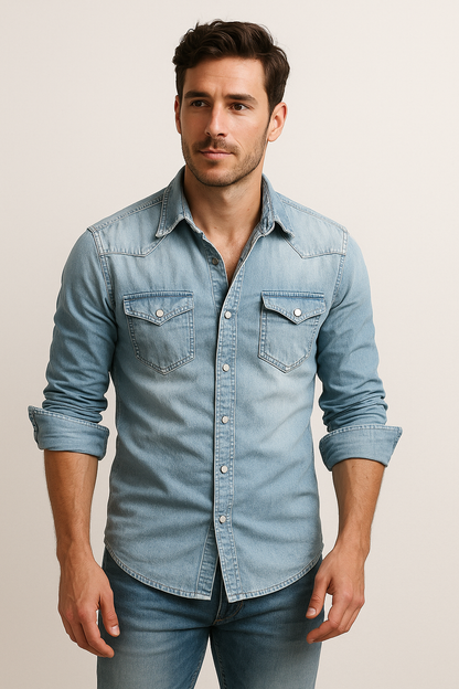 Maxime - Løs jeansskjorte for menn