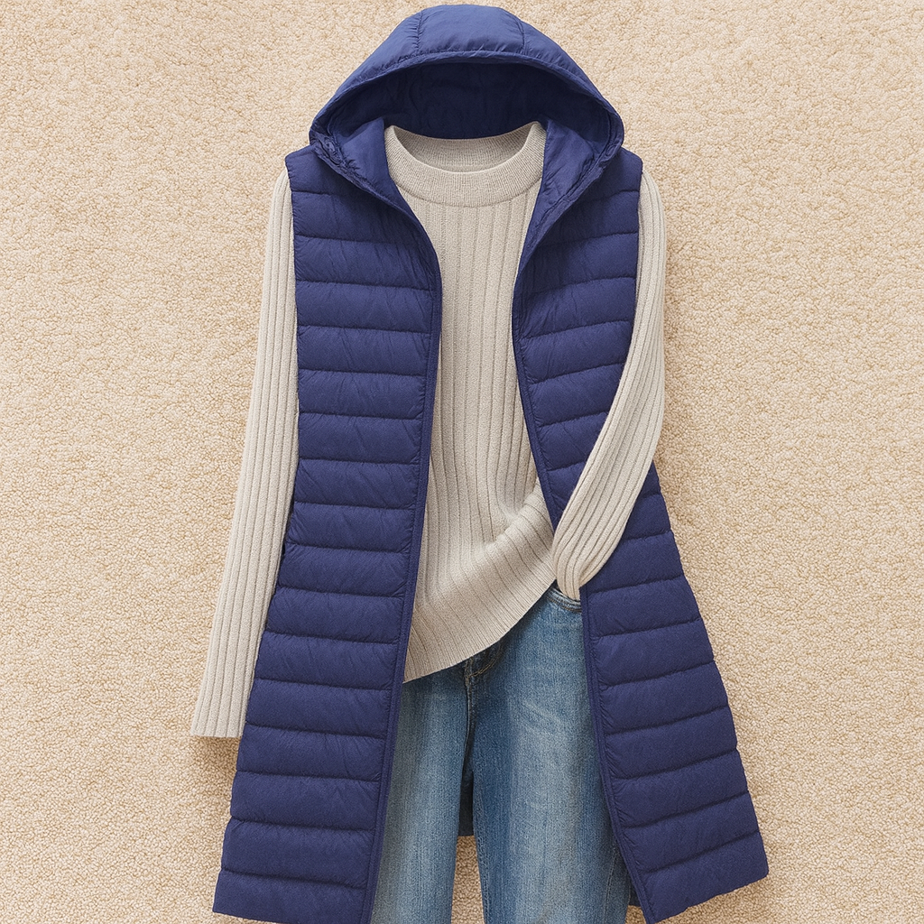 Joelle - Stilig lang vattert vest for damer