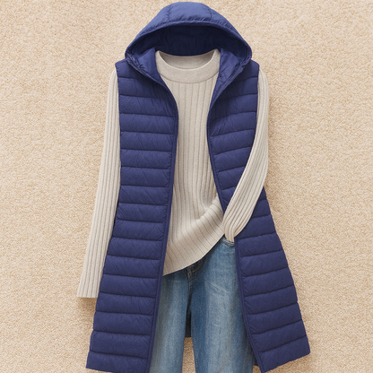 Joelle - Stilig lang vattert vest for damer