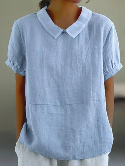 Lina – Linbluse med Peter Pan-krage