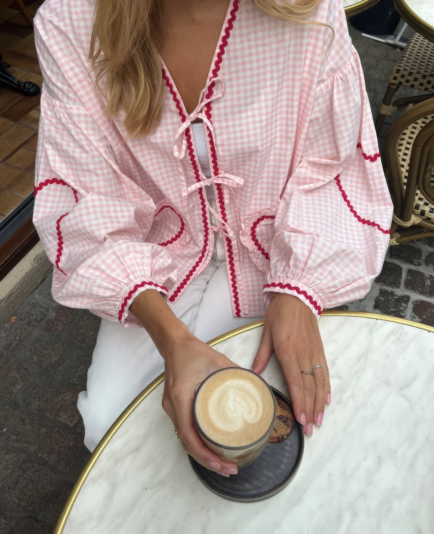 Claudia – Bluse Gingham med Knute