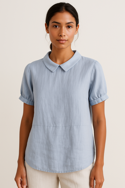 Lina – Linbluse med Peter Pan-krage