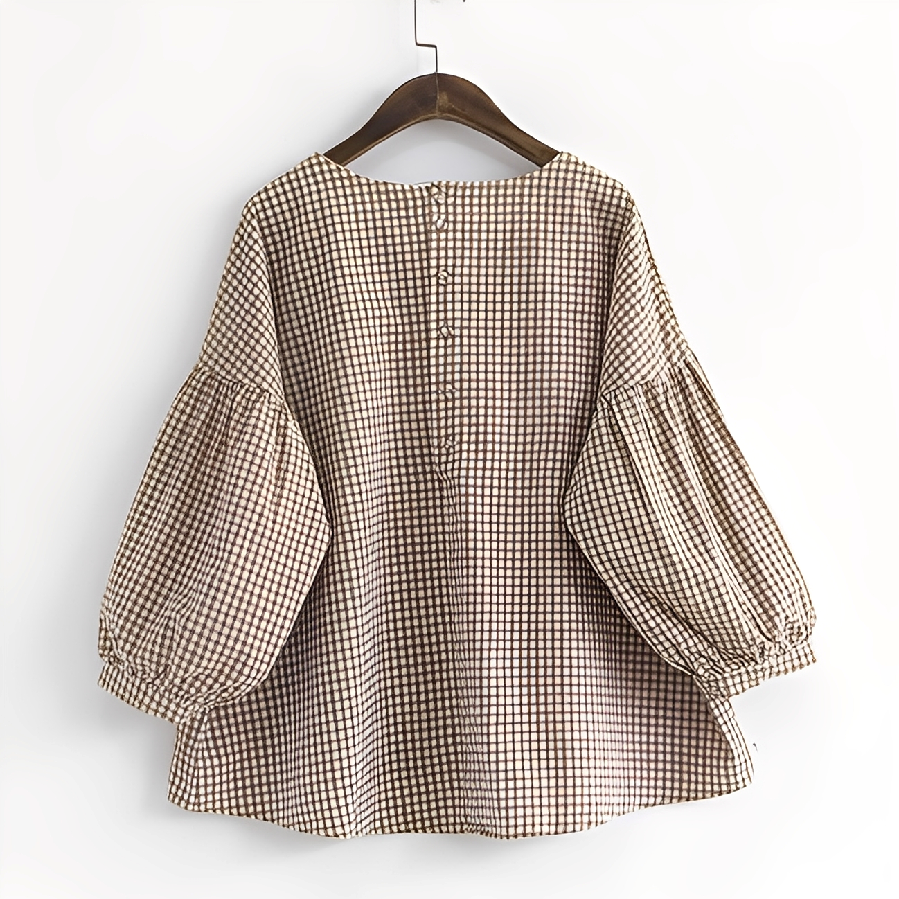 Tahlia - Tilfeldig rutete damebluse med asymmetrisk stil