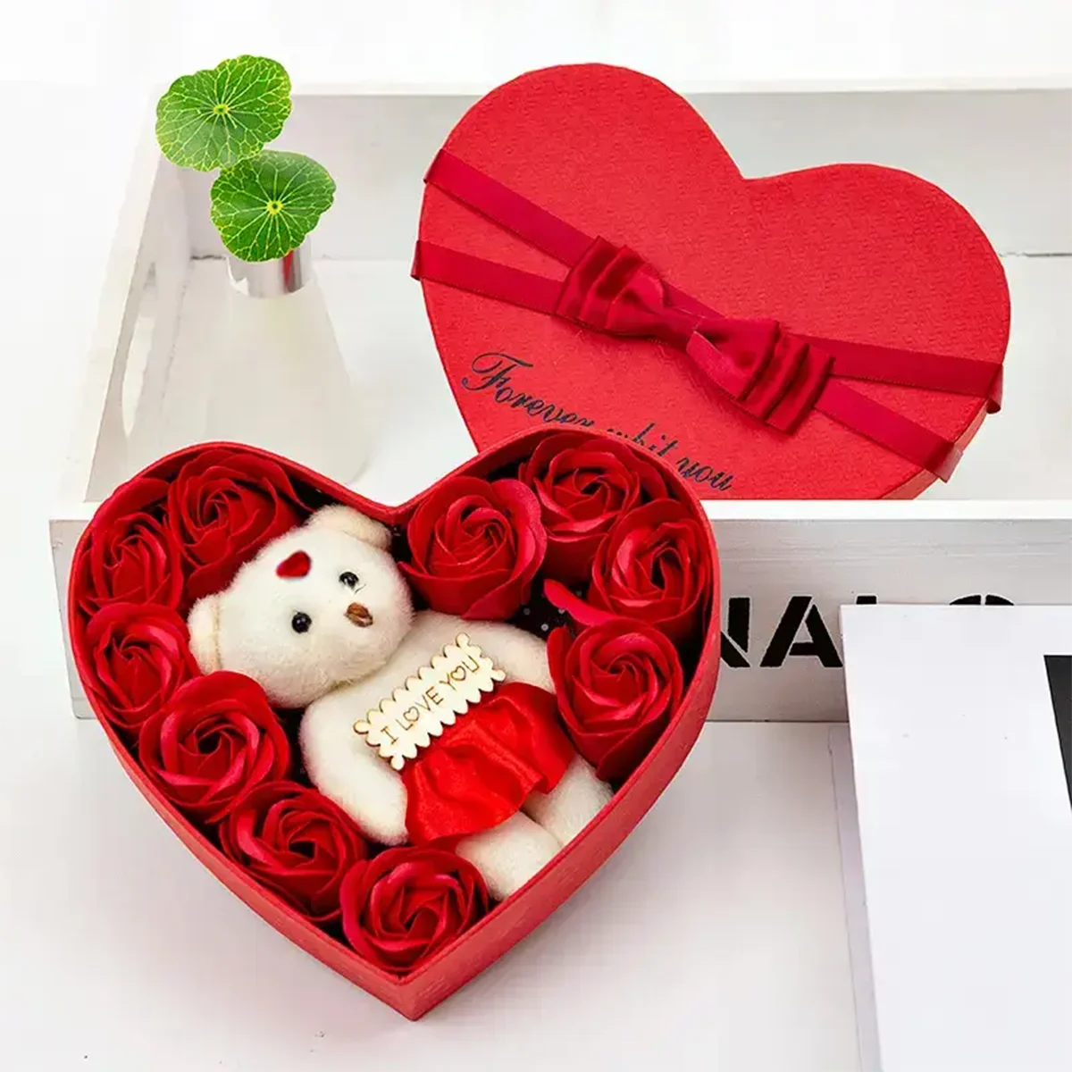Hjerteform – Rosebamse Gaveeske Valentinsdag