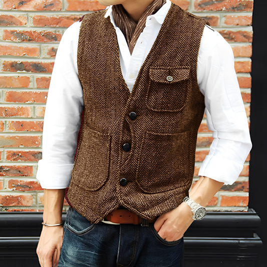 Matthew - Stilfulle Tweedvest med Lommer for Herrer