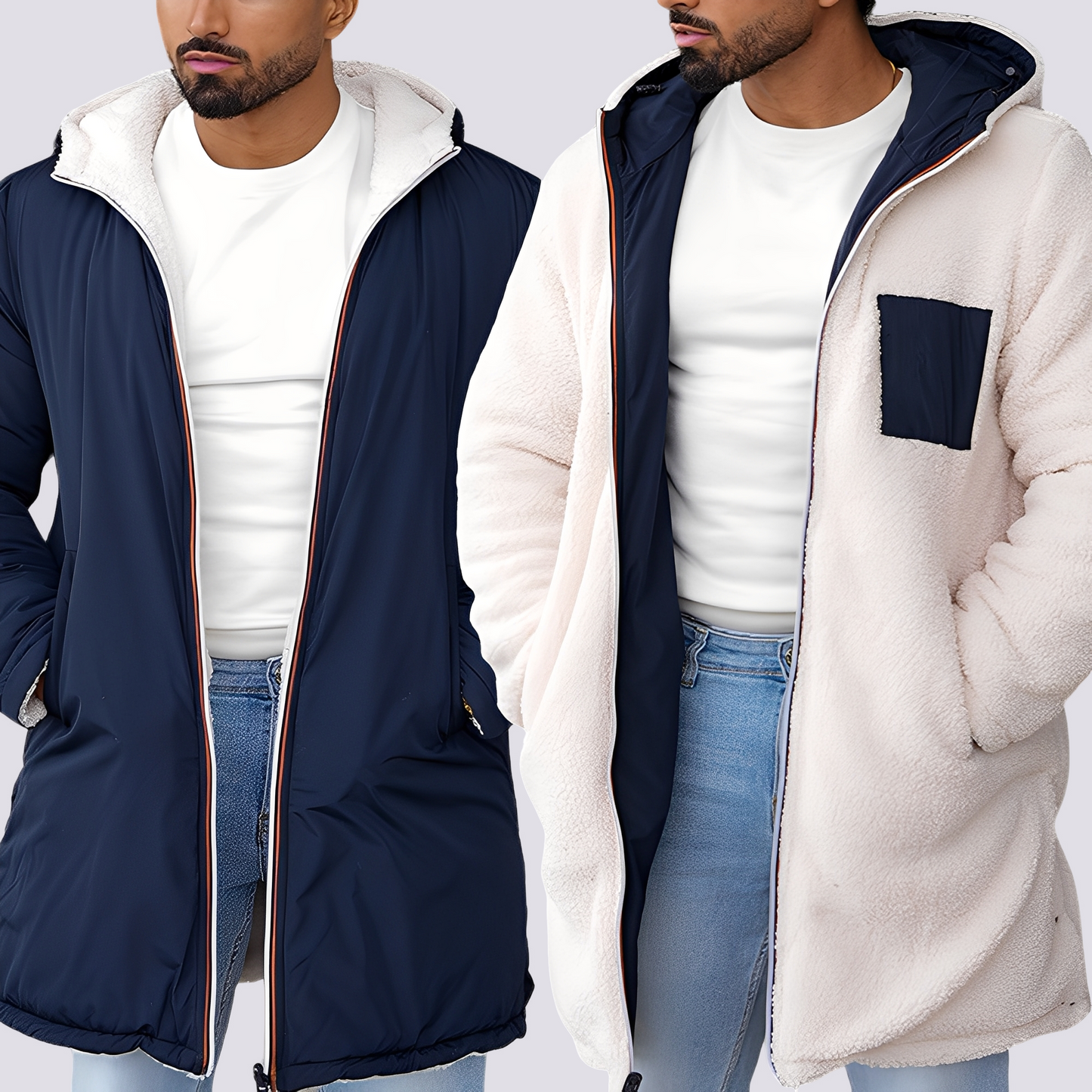 Hubert - Moderne vendbar jakke med hette for herrer