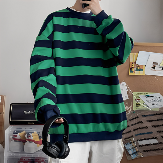 Christian - Oversized-strikkegenser med stripemønster for menn