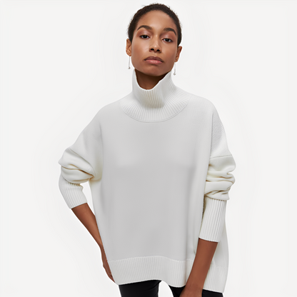 Margery - Løs genser med høy krage for damer