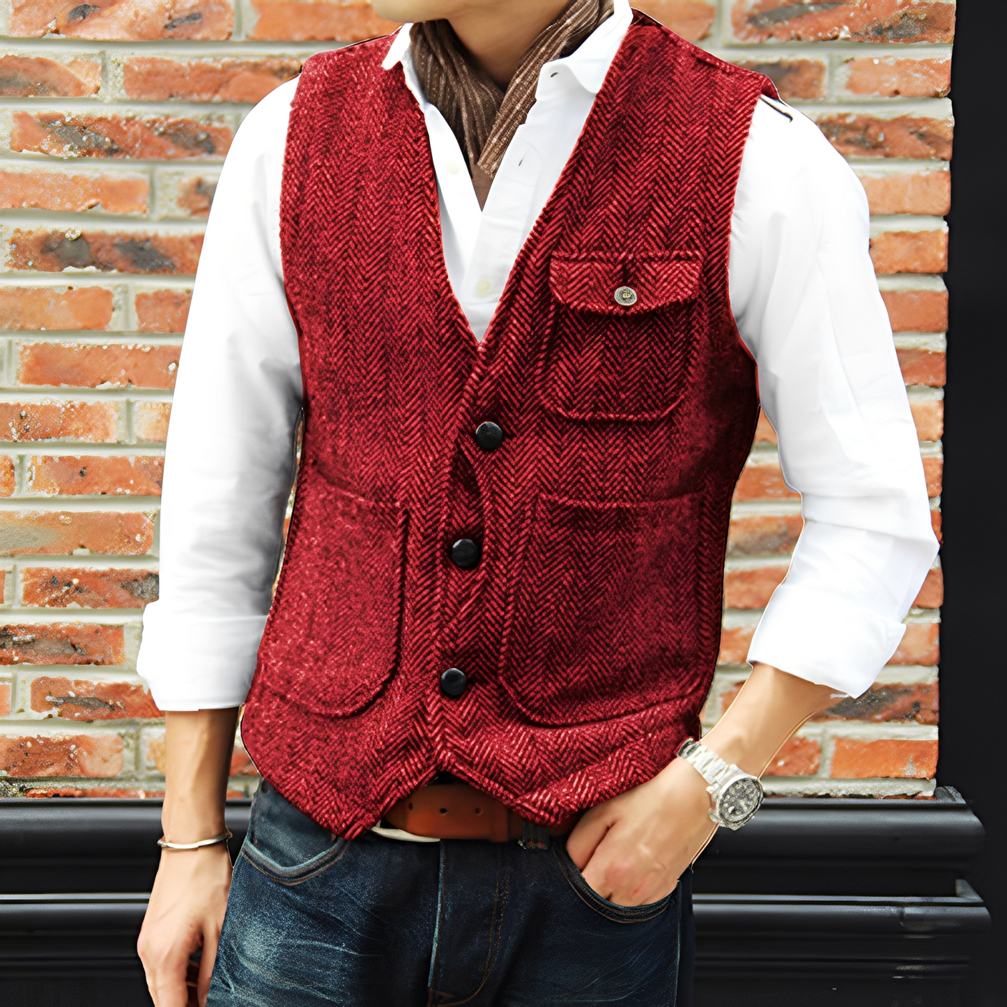 Matthew - Stilfulle Tweedvest med Lommer for Herrer