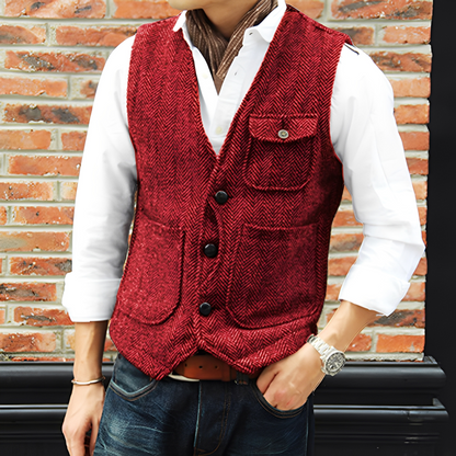Matthew - Stilfulle Tweedvest med Lommer for Herrer